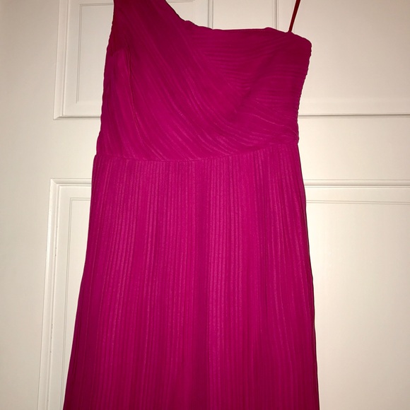 Theory Silk Taliana One Shoulder Pink Bubble Hem Mini Dress - Picture 9 of 10
